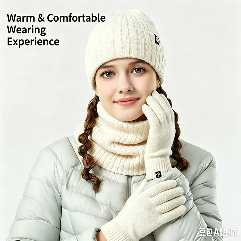 Setelan Rajutan Topi, Syal, da - Wool Glove Lined ulasan dan harga